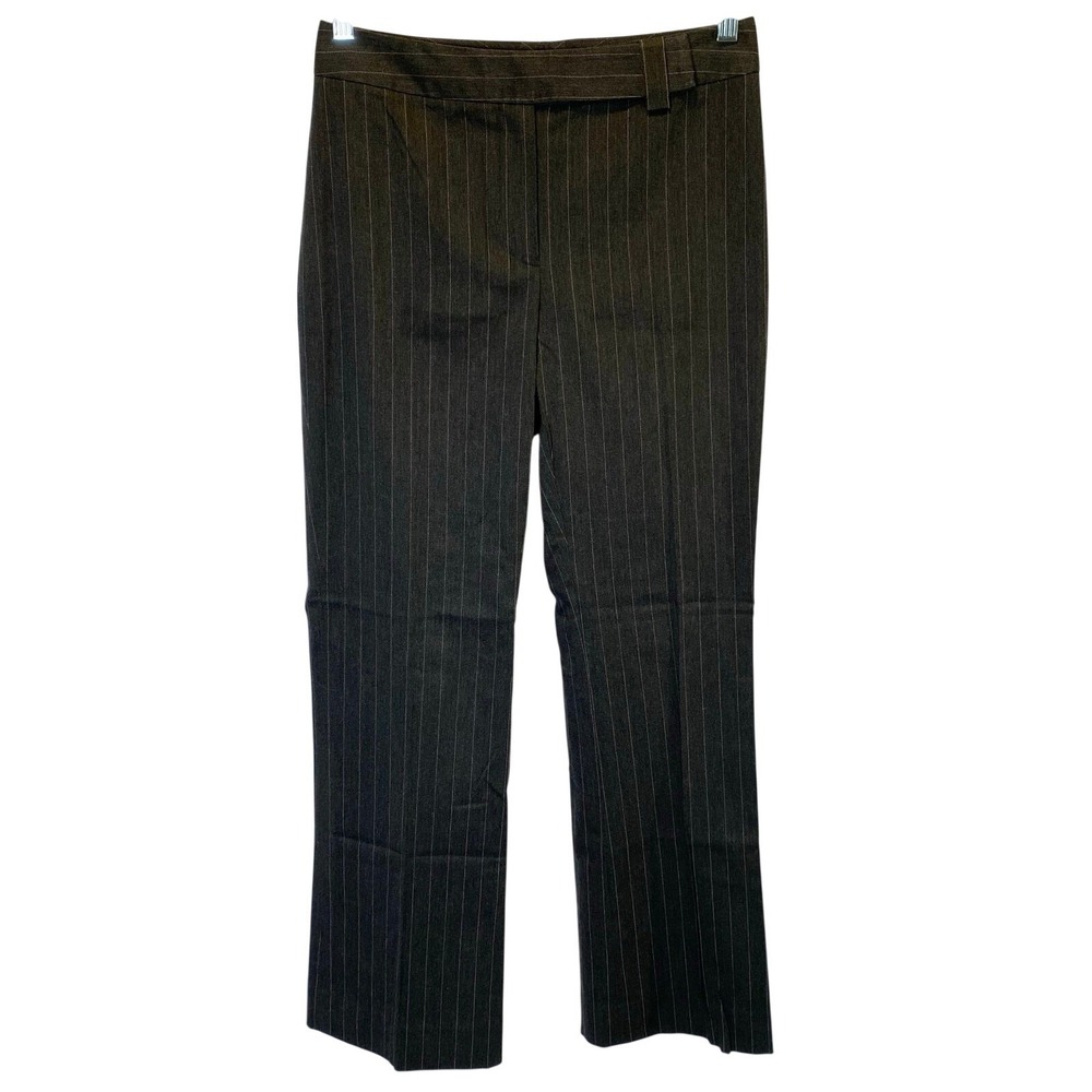 Etcetera Womens Pinstripe Dress Pants Size 2 Grey and Pink Mid Rise Straight Leg